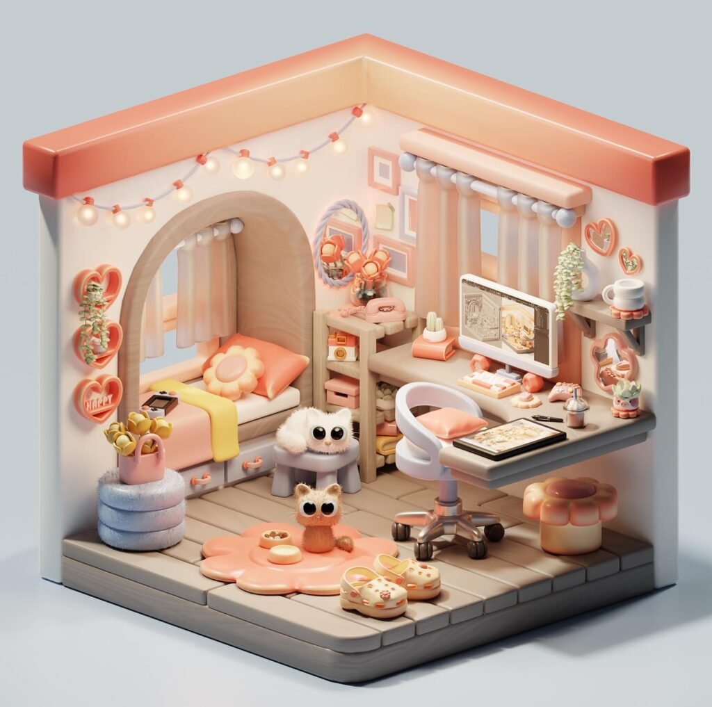Delightful Isometric 3D Interior Artworks by Nicky Blender ...
