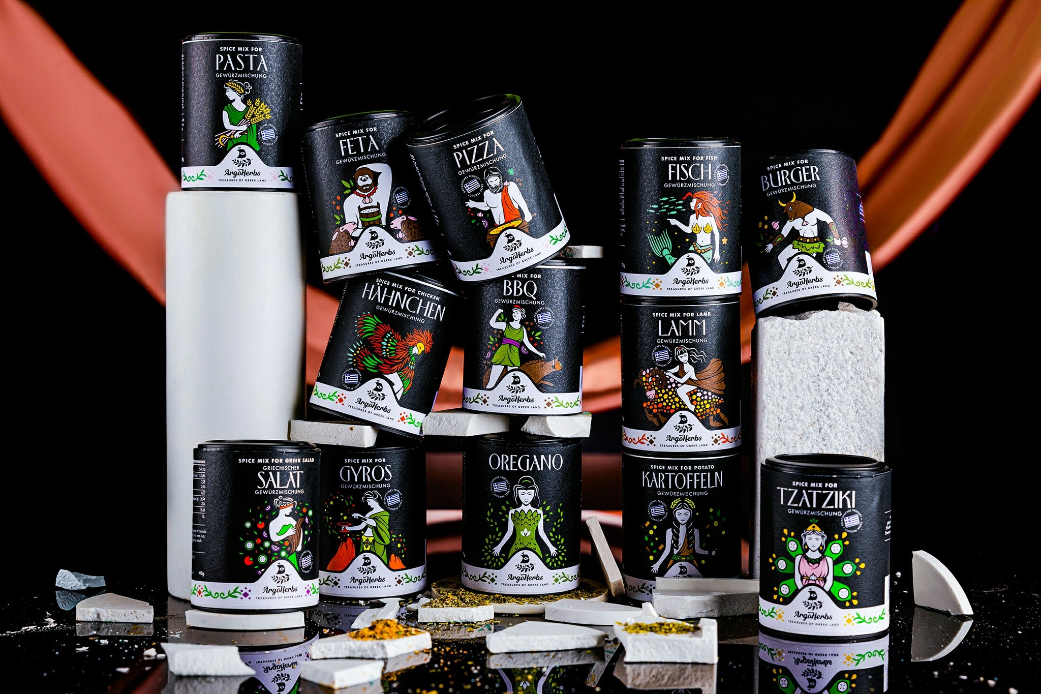 spices herbs packaging design illustration greek mythology graphic design