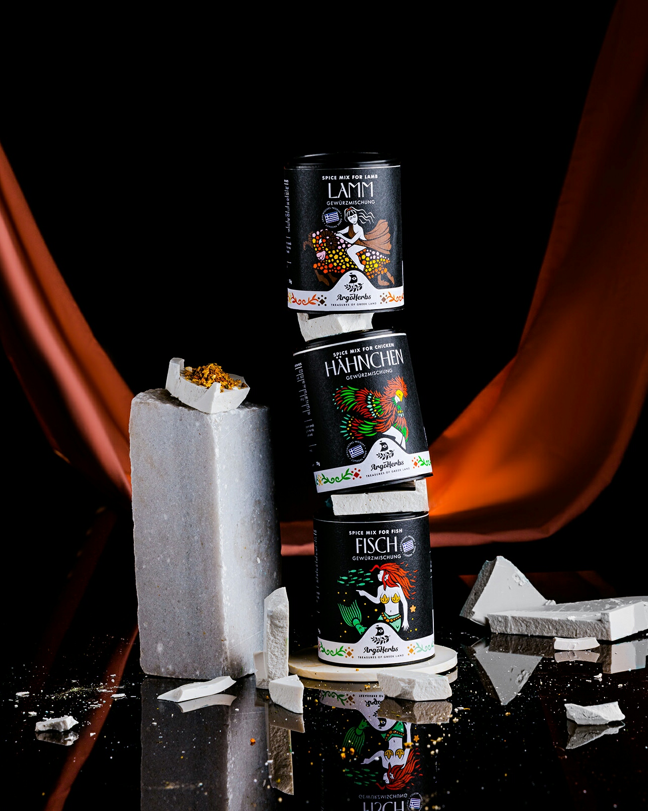 spices herbs packaging design illustration greek mythology graphic design