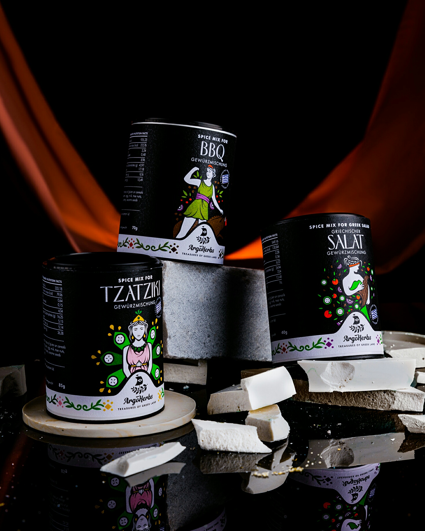 spices herbs packaging design illustration greek mythology graphic design