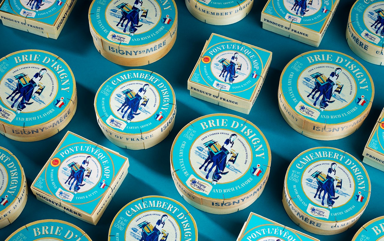 packaging design with illustration cheese label dairy brand