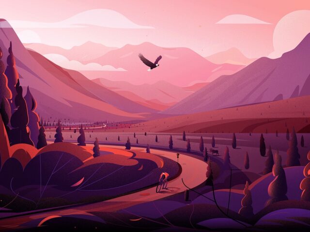 Beautiful Views in Peaceful Digital Landscape Illustrations by Febin Raj