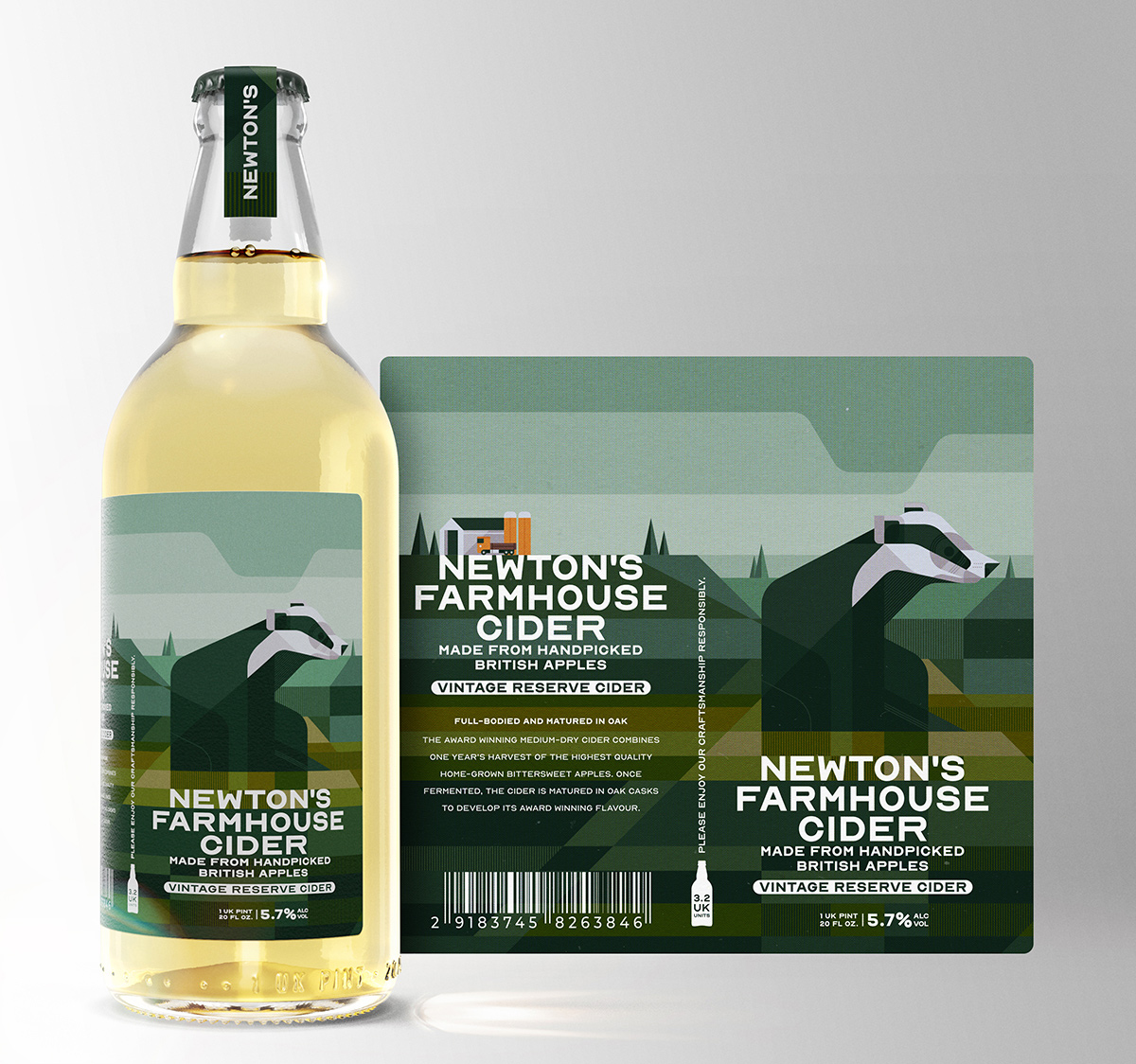 cider brand bottle label design packaging illustration animals badger