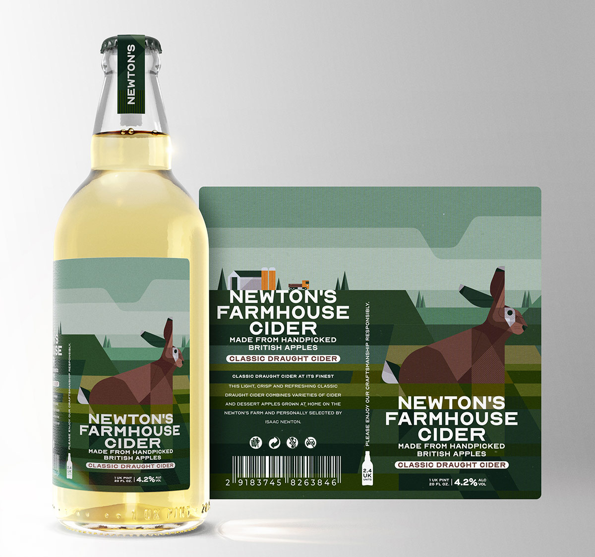 cider brand bottle label design packaging illustration animals hare