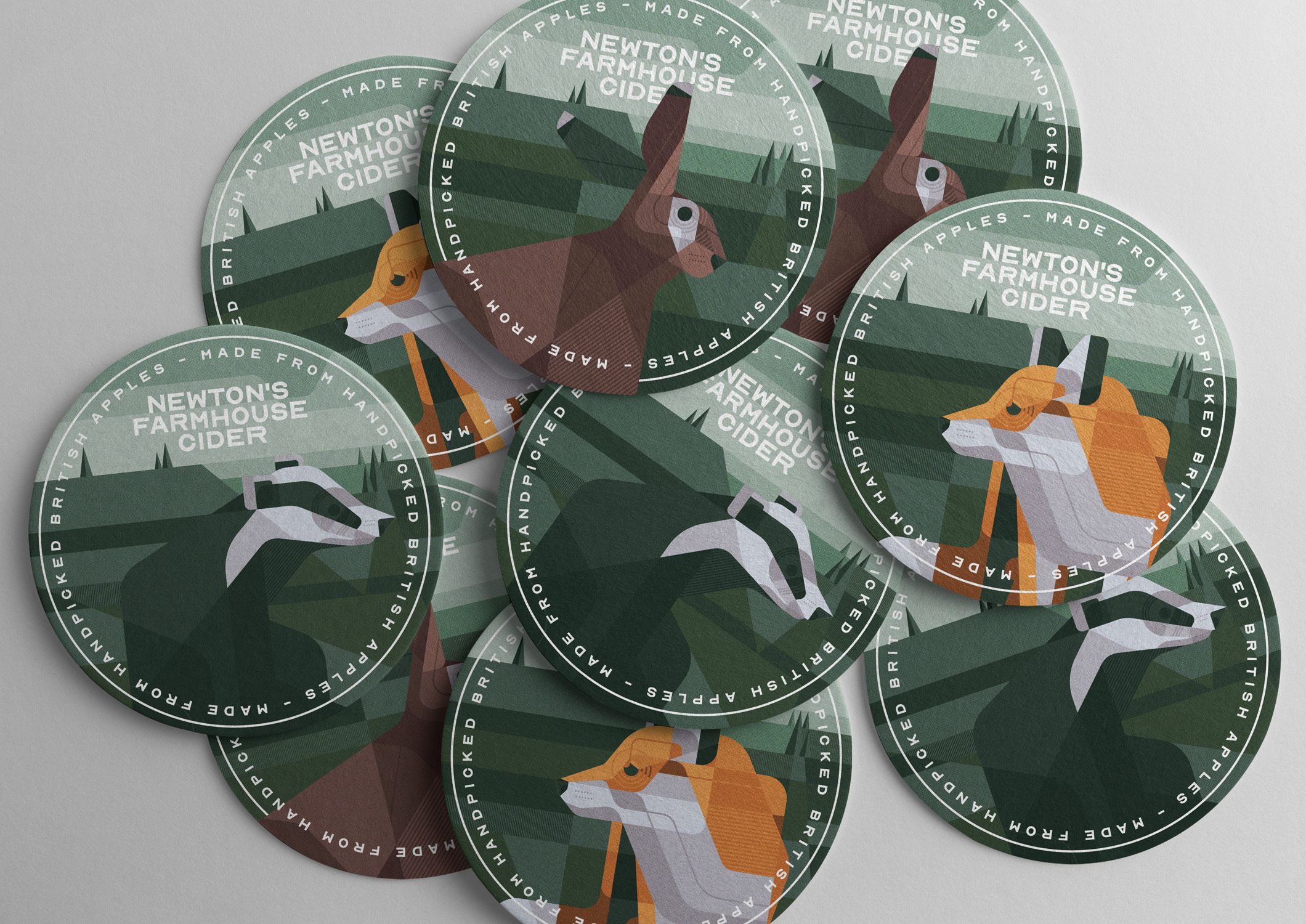 cider brand bottle coaster design packaging illustration animals fox