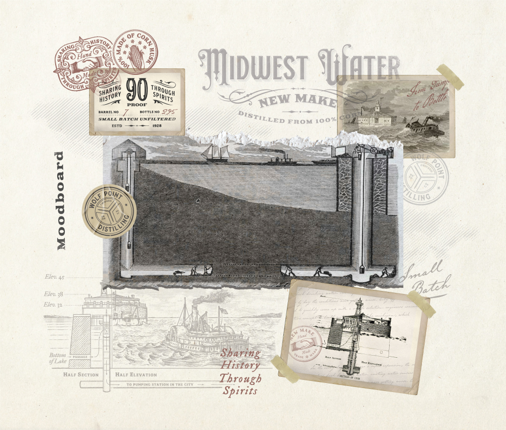 whiskey brand label design packaging illustration