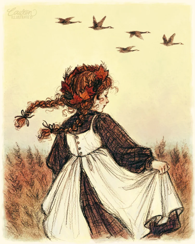 lauren bultman illustration artist digital art traditional art nature vintage autumn landscape girl
