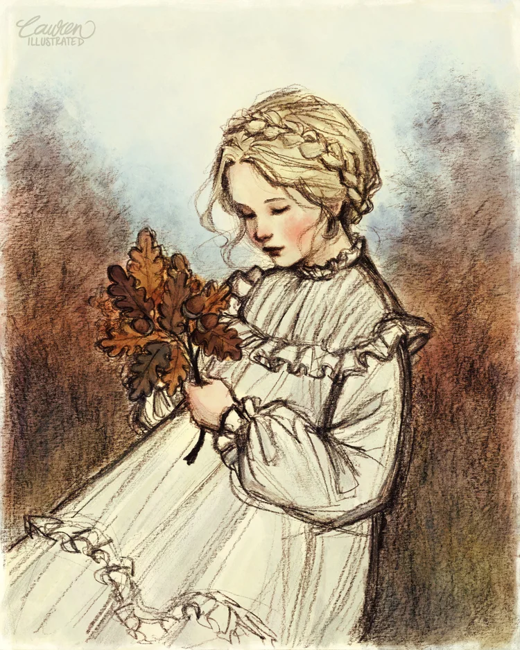 lauren bultman illustration artist digital art traditional art nature vintage autumn fall girl