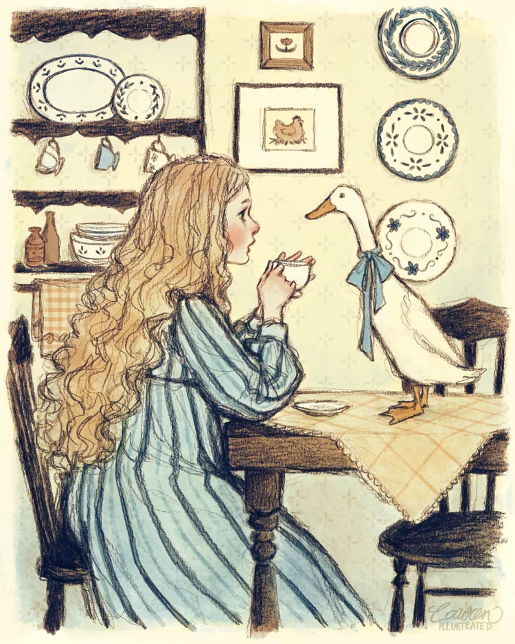 lauren bultman illustration artist digital art traditional art nature vintage interior girl home goose