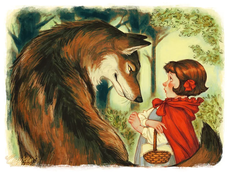 lauren bultman illustration artist digital art traditional art nature vintage book illustration fairytale little red riding hood characters