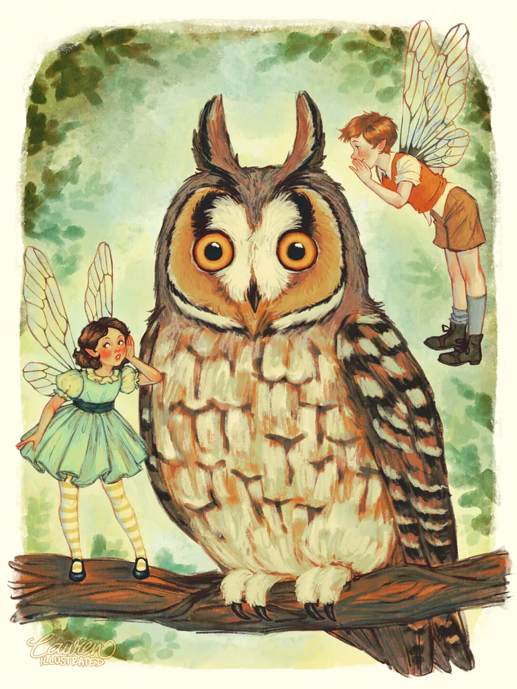 lauren bultman illustration artist digital art traditional art nature vintage animals children fairy owl