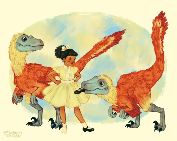 lauren bultman illustration artist digital art traditional art nature vintage animals children dinosaur book illustration girls