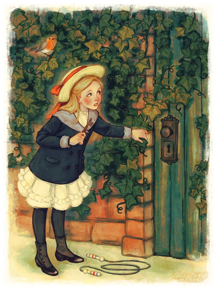 lauren bultman illustration artist digital art traditional art nature vintage secret garden book illustration child girl