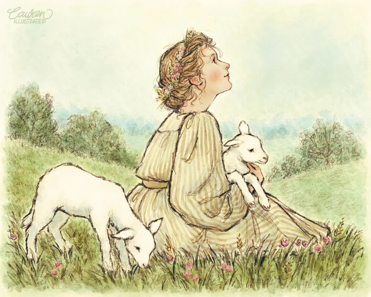 lauren bultman illustration artist digital art traditional art nature vintage spring girl sheep