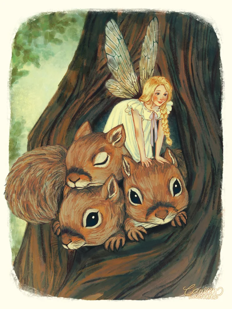 lauren bultman illustration artist digital art traditional art nature vintage animals children fairy squirells