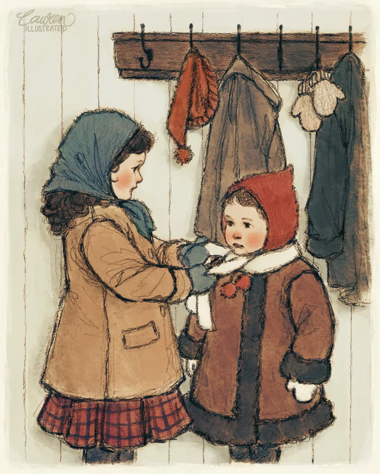 lauren bultman illustration artist digital art traditional art nature vintage kids children winter