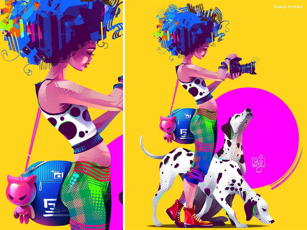samji illustrator people illustrations digital illustration art dogs
