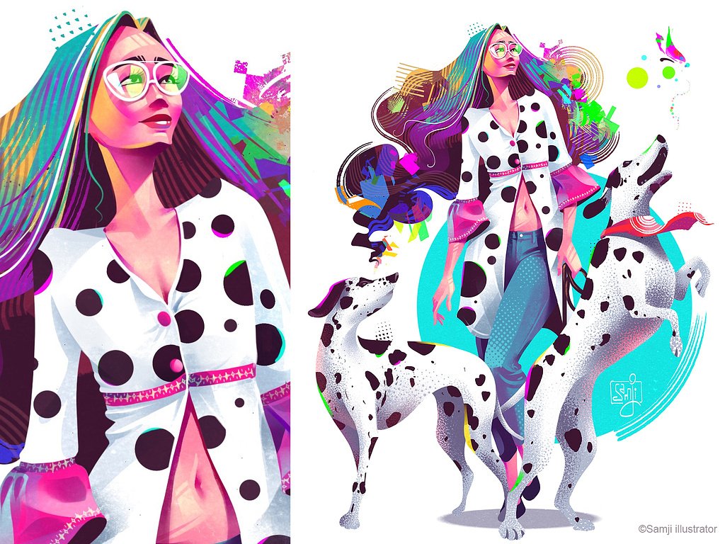 samji illustrator people illustrations digital illustration art dogs