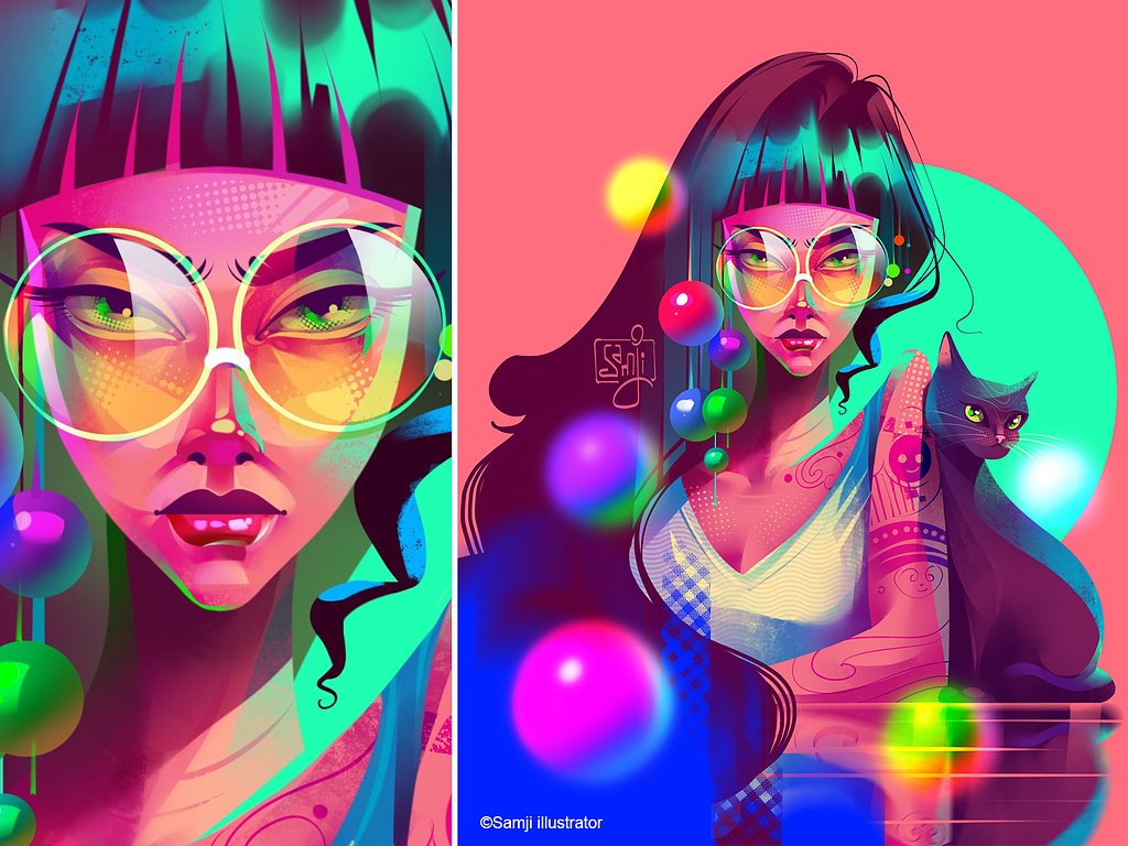 samji illustrator people illustrations digital illustration art cat