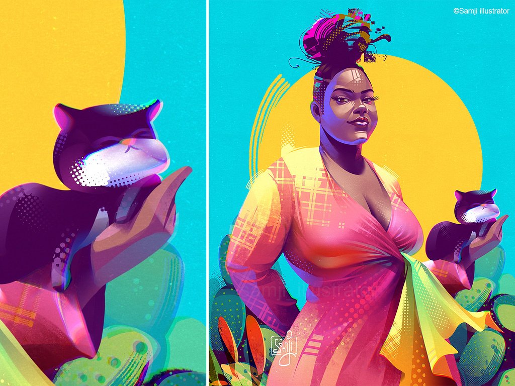 samji illustrator people illustrations digital illustration art cat