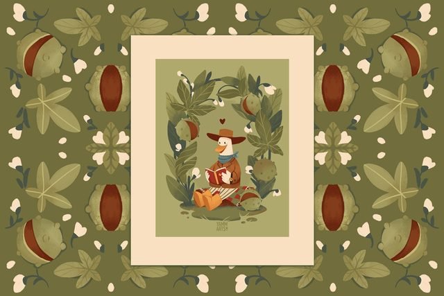 Cute Nature-Inspired Character Art for Autumn Postcards by YammArts