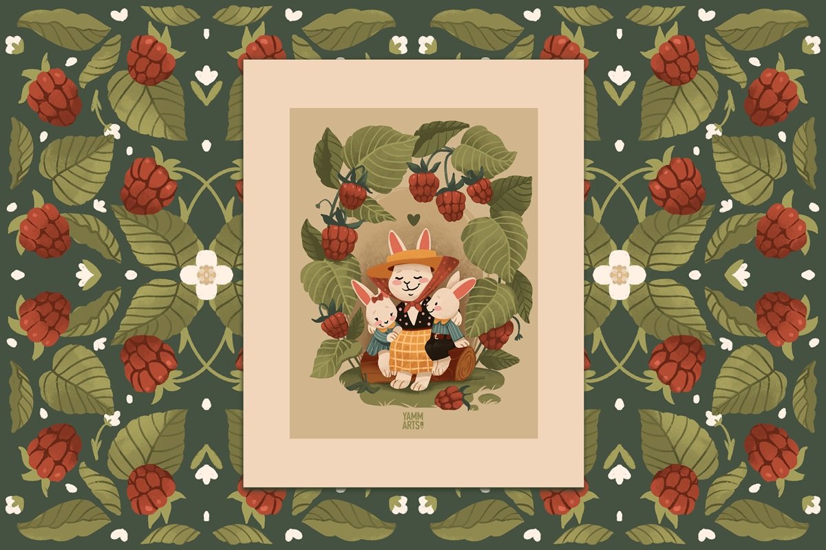 yammarts maryna solomennykova illustration art greeting cards autumn fall nature character art animals digital art postcards greeting cards rabbits